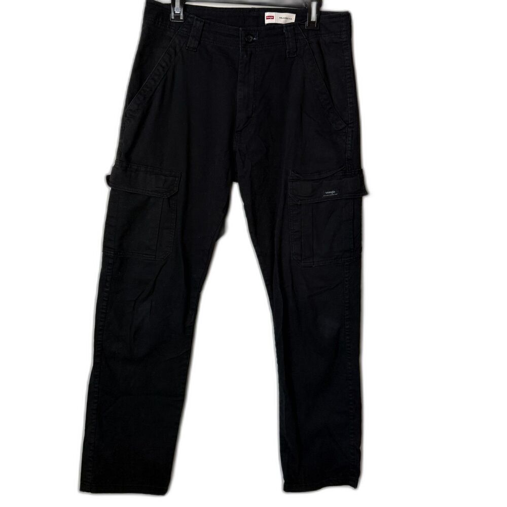 Wrangler Relaxed Fit Cargo Pants Black Mens 30x32 Workwear Streetwear Gorpcore